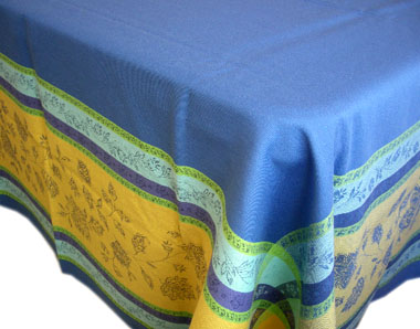Jacquard tablecloth Teflon (Marat d'Avignon Arles. blue/yellow) - Click Image to Close